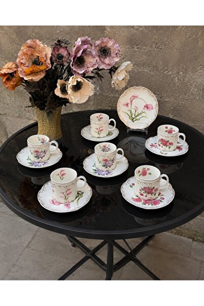 Ulus Home 6-Person Porcelain Acar Rosella Coffee Cup Set