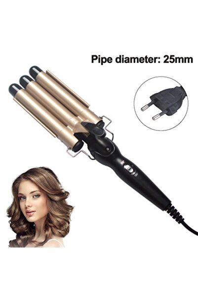 UTILIO ®   Ondulator de păr cu 3 cilindri, ceramic cu turmalină, încălzire ra...