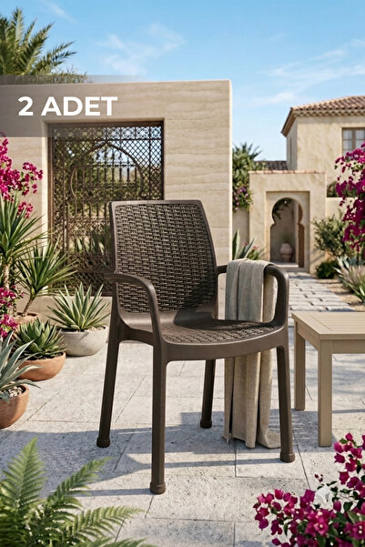 BAHAR BAHÇE PLASTİK EFES Rattan 2 Adet Plastik Bahçe ve Balkon Sandalyesi Venge