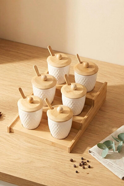 Tutku Home Bambu Standlı 6'lı Herakles Baharatlık (250 Ml x 6)