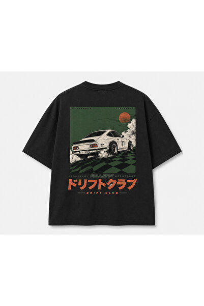 Huw Ανδρικό μπλουζάκι Drift Club με στάμπα στην πλάτη, Streetwear JDM T-Shirt