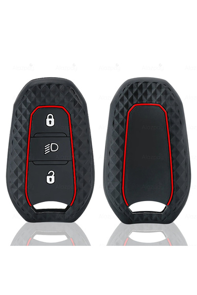 Alazpay Husă pentru chei din silicon cu model în dungi pentru Peugeot 2008 30...