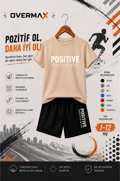 OVERMAX Positive Strive to Be Better Printed Children's Set – T-Shirt & Short...