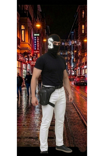 iyzi Unisex Black Waterproof Waist Leg Shoulder Biker Bag and Biker Balaclava...