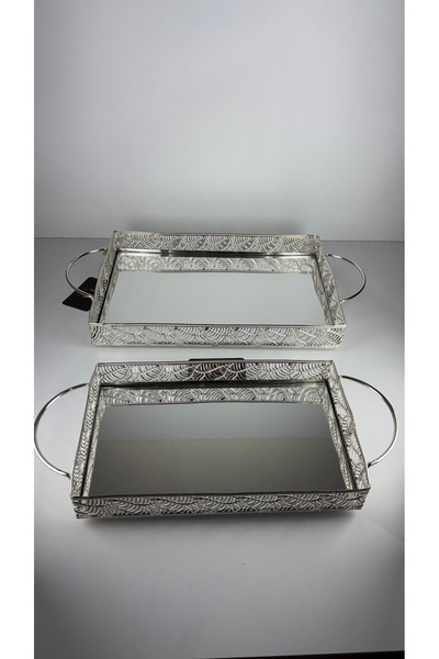 Palpe Set of 2 Mirrored Trays Girl's Wish Engagement Promise Presentation Tra...