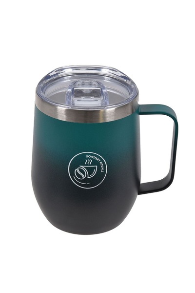 Z Store 350ml Ανοξείδωτη Κούπα Ταξιδίου με Λαβή και Καπάκι - Ματ Πράσινο Μαύρο