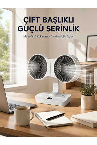 CNDR Duvara Monte Edilebilen Çift Başlıklı Sessiz Masa Fanı