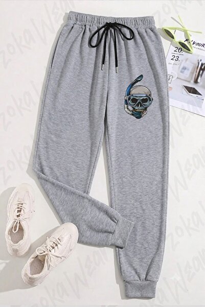 ZOKAWEAR Unisex Swimmer Skeleton Printed Sweatpants