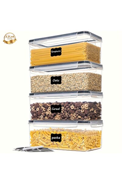 Choice JB0006 4Pcs Set 3.2L Airtight Food Storage Containers with Lids, Spagh...