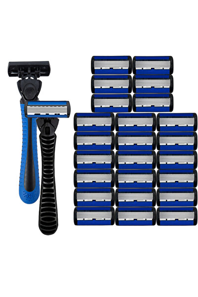 Choice6 ماكينة حلاقة رجالية بمقابض مزدوجة و24 شفرة من الفولاذ المقاوم للصدأ ب...