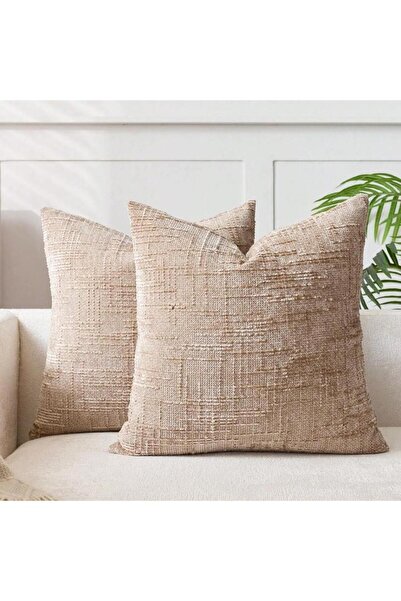 Choice10 غطاء وسادة من الشينيل بلون الكاكي 45×45 سم، غطاء وسادة مخطط هندسي 30...