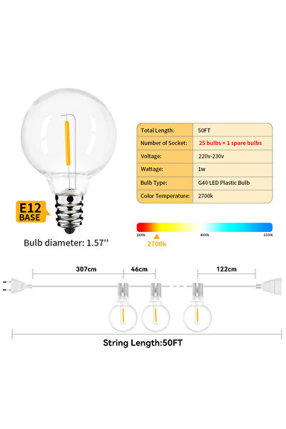 Choice 50Ft (15M) LED String Light 30M 15M Fairy String Light Festoon Patio G...