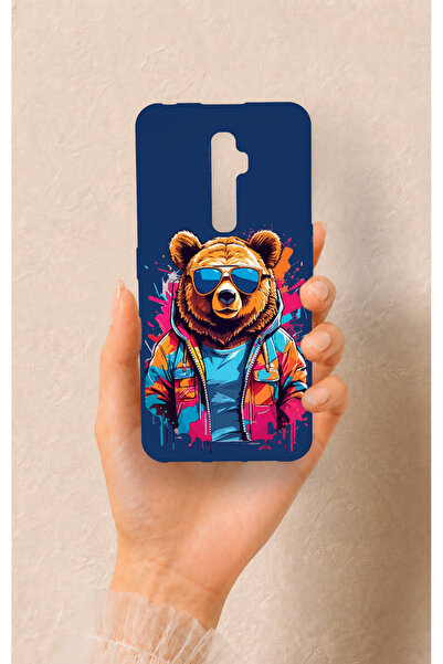 Vip Case Oppo Reno 2Z Uyumlu Gözlüklü Ayı Desenli Silikon Kılıf