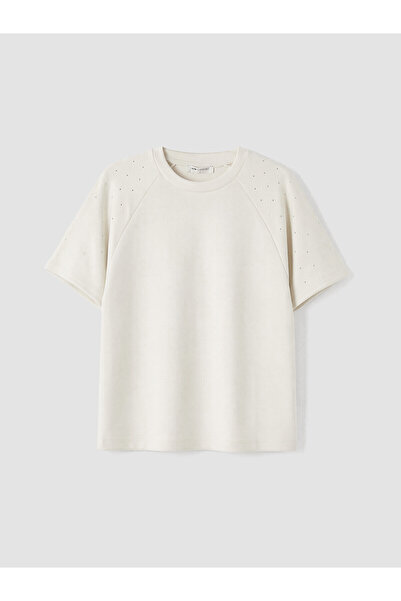 LC Waikiki Peak New Season Crew Neck Stone Embroidered Blouse