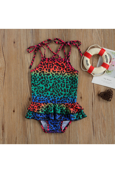 drool Costum de baie cu volan si bretelute (Marime: 110, Model: Multicolor)