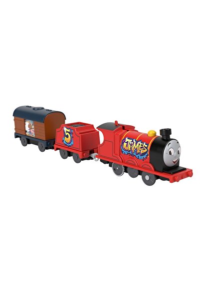 THOMAS GRAFFITI JAMES MOTORIZED LOCOMOTIVE WITH 2 CARS