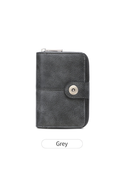 Choice5 QB364-Gray Vintage Women's RFID Blocking Multi-Function Short Wallet ...