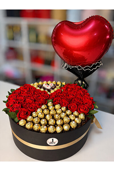 1inci Organizasyon ve Balon Ferrero Rocher Çikolatalı Kadife güllü Aranjman K...