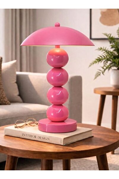Betül Home Design Pilli 4 Top Pembe Model Masa Lambası Cafe Salon Yatak Odası...