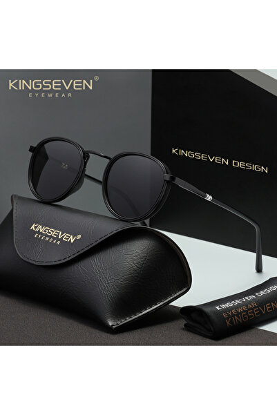 Choice نظارات شمسية رجالية كلاسيكية بتصميم KINGSEVEN باللونين الأسود والرمادي...