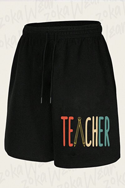 ZOKAWEAR Unisex Teacher Text Design Printed Shorts