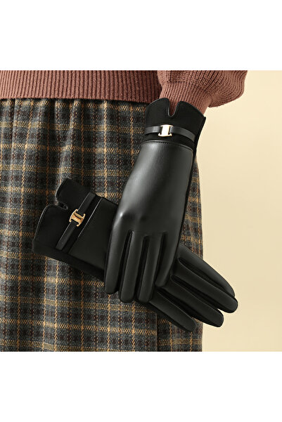 Choice One Size Black 1 Pair of Gloves for Women in Winter Fleece-Lined to He...