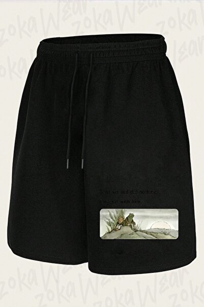 ZOKAWEAR Unisex σορτς με στάμπα με σχέδιο μιμίδιων βατράχων και χαλαζιών