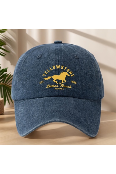 choice2 Adjustable Navy Blue Yellowstone horse print baseball cap,classic ret...