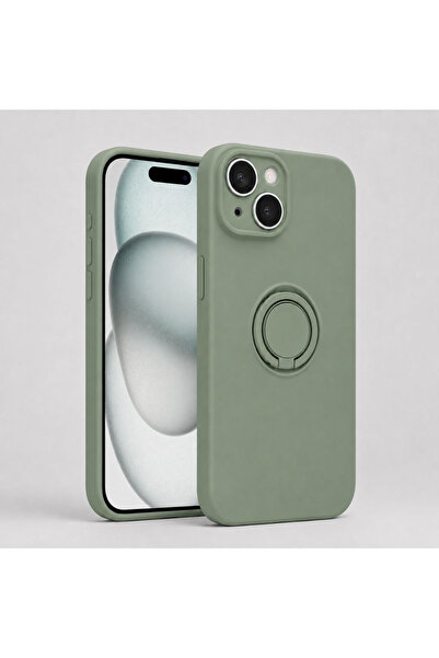 ZetGSM Husă pentru iPhone 15 din silicon, cu inel de prindere și protecție pe...