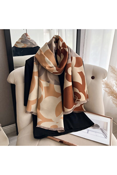 choice2 Brown Latest Autumn Winter Luxury Camellia Design Scarf Imitation Cas...