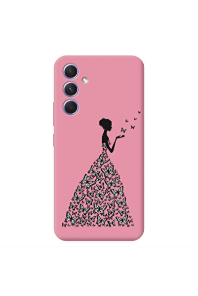 Other Samsung A56 Butterfly Girl Pink Colored Silicone TPU Θήκη