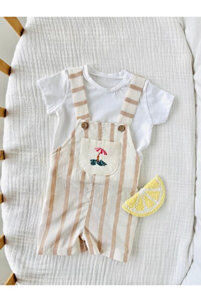NUNU BABY Beach Çizgili Salopet Takım