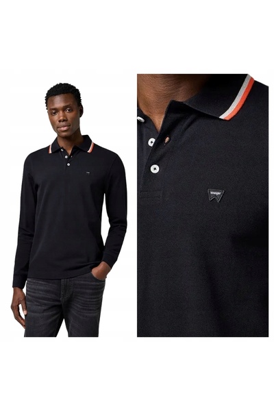 WRANGLER Tricou Polo Barbati, Wrangler, LS Polo Shirt, S INTL, Negru, Regular...