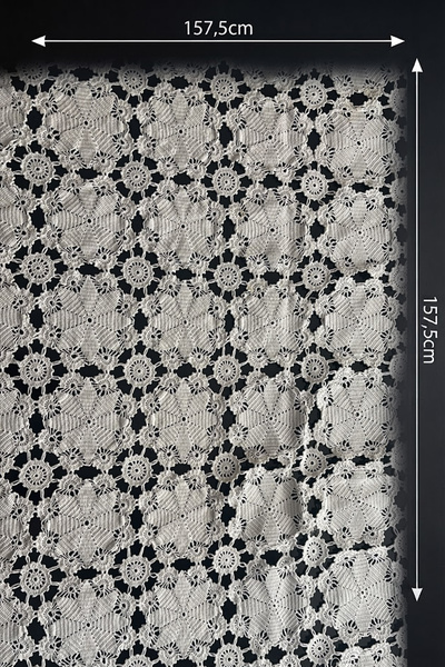 EastWest Trading Handmade Large Size Vintage Floral and Lace Embroidered Traditional Custom Design Dowry Tablecloth 157.5 cm X 157.5 cm