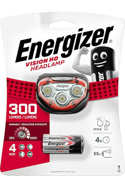 Energizer Φακός κεφαλής LED IPX4 με μέγιστη φωτεινότητα 300lm, Όραση HD, Κόκκ...