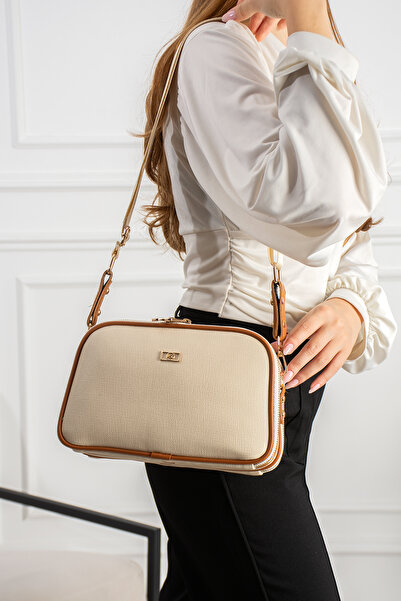 VIATOX As 724 Women's Baguette Bag Handbag Shoulder Bag Cream Tan