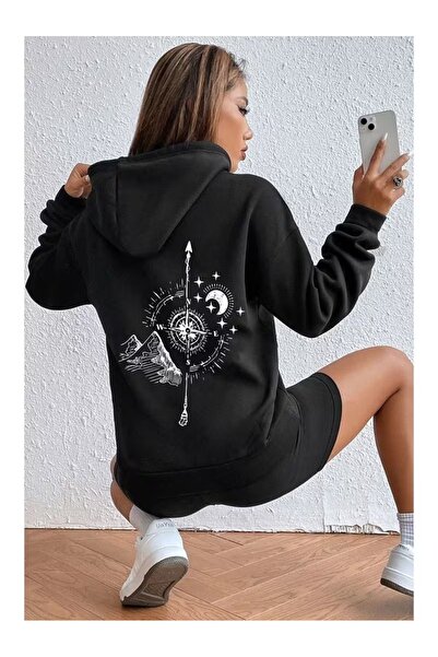 ZİYMO Unisex Hooded Sweatshirt with Back Print and Relaxed Fit