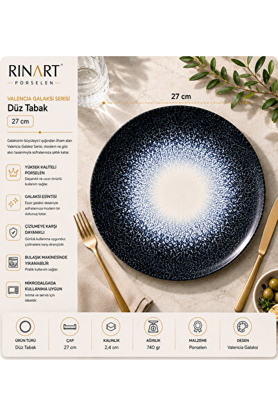 RİNART PORSELEN Valencia Galaxy Large Size Serving Presentation Plate 27 cm