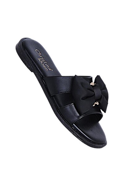 Crista 050 Black Papiyon Women's Daily Flat Slippers