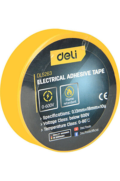 Deli Ταινία Μόνωσης 18mm x 9.15m Κίτρινη