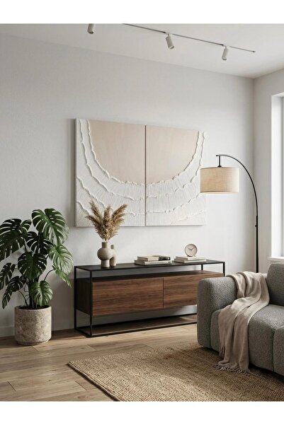AURARTSTUDİO İkili Premium Dokulu Kanvas Tablo Modern Soyut Dekoratif Duvar T...