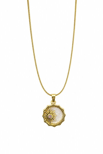 Jack Ferrero Steel Star Detailed Pink Stone Necklace - Stylish and Durable Wo...