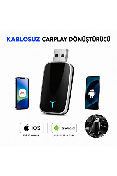 MultiZone Akıllı Kablosuz CarPlay Çevirici Android Auto Adaptörü Mini USB Dön...