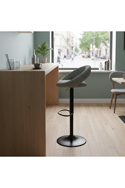 Al Hadaya Mall Modern Style Gray Leather Bar Chair - Gray - 39X50X100 cm