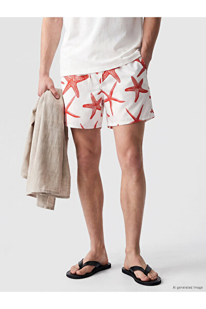 LC Waikiki Trendlucky Men's Short Length Patterned Swim Shorts with Differenc...