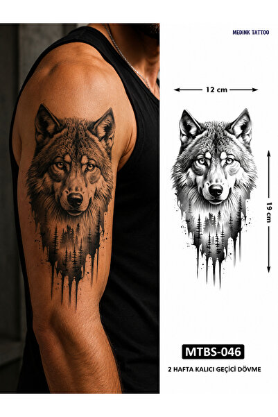 medink tattoo 2 Hafta kalıcı Kurt model Geçici Dövme Sticker Tattoo