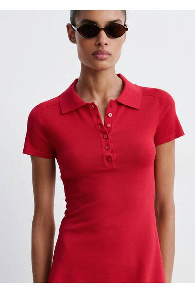 MANGO Woman Polo yaka triko elbise