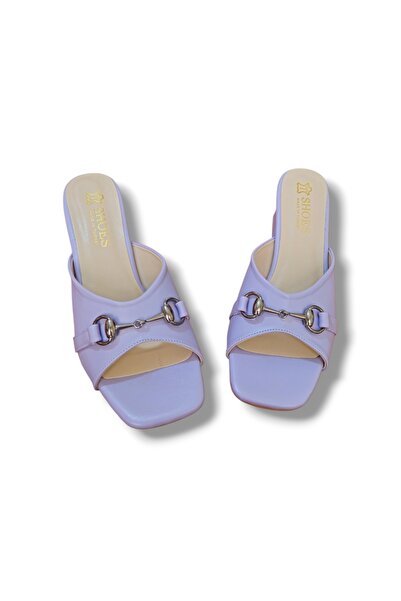 BARONES SHOES نعال نسائية بكعب سميك ومشبك ليلا