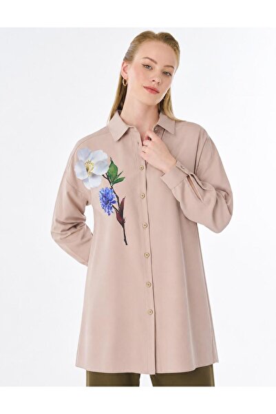 Kayra Floral Print Rayon Tunic Mink