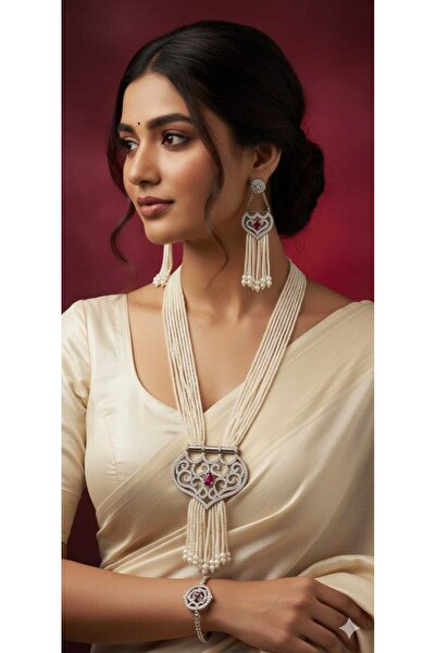 Generic White Pearl Multi-Layer Necklace Set - Luxurious Elegance
